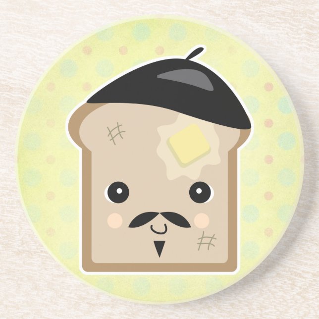 Posavasos De Arenisca Tostada francesa adorable (Frente)