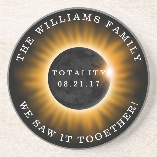 Posavasos De Arenisca Totalidad familiar Eclipse solar personalizado (Frente)
