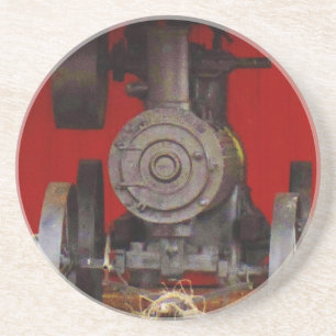 Posavasos De Arenisca Tracter antiguo con motor de vapor