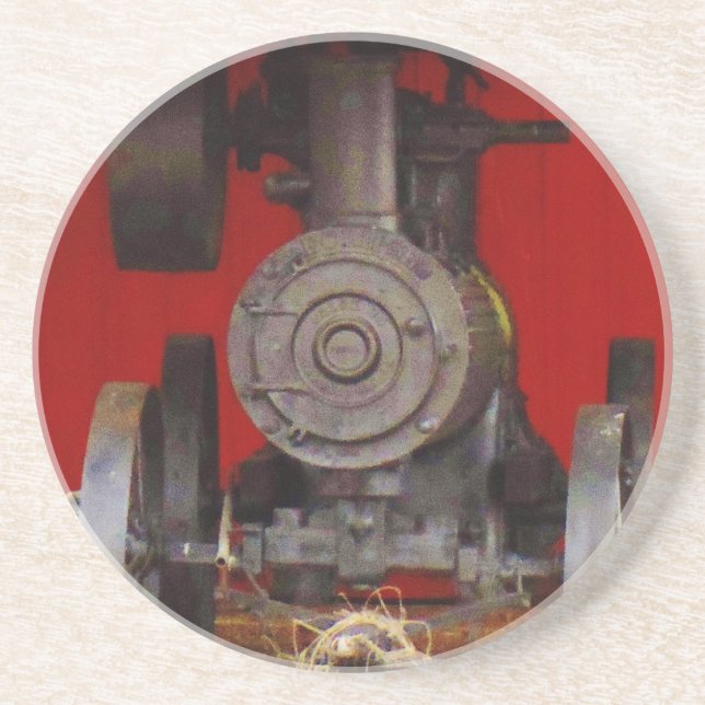 Posavasos De Arenisca Tracter antiguo con motor de vapor (Frente)