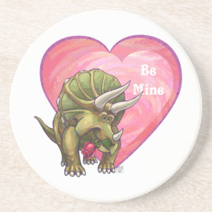 Posavasos De Arenisca Triceratops Red Rose Heart