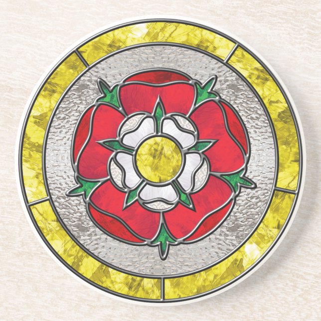 Posavasos De Arenisca Tudor subió el vitral (Frente)