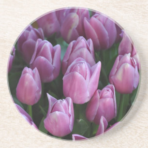 Posavasos De Arenisca Tulipanes de primavera púrpura