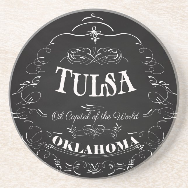Posavasos De Arenisca Tulsa, Oklahoma - capital del aceite del mundo (Frente)