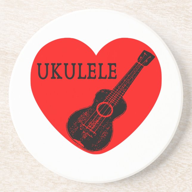 Posavasos De Arenisca Ukulele Love (Frente)