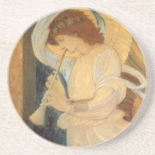 Posavasos De Arenisca Un ángel tocando un flageolet de Burne Jones