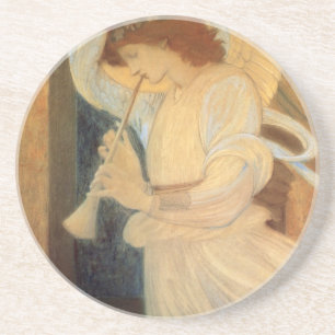 Posavasos De Arenisca Un ángel tocando un flageolet de Burne Jones