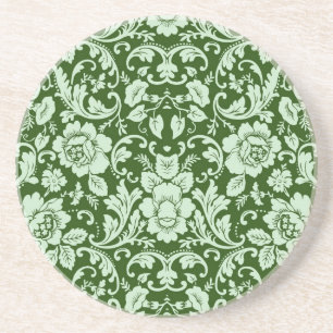 Posavasos De Arenisca Un damasco floral antiguo