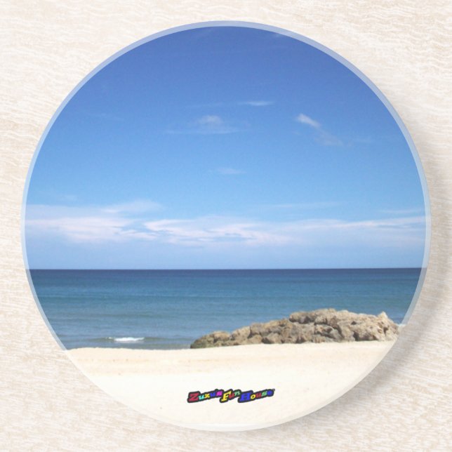 Posavasos De Arenisca Un Día En La Playa (Frente)
