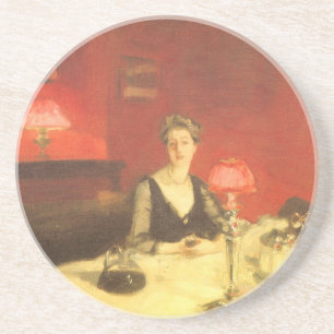 Posavasos De Arenisca Una mesa de comedor por la noche por John Singer S