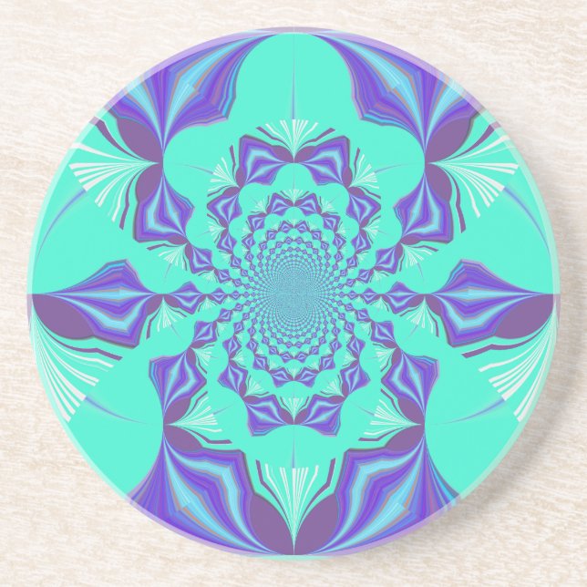 Posavasos De Arenisca ¡Una mezcla de Kaleidoscope y Mandala Art! (Frente)