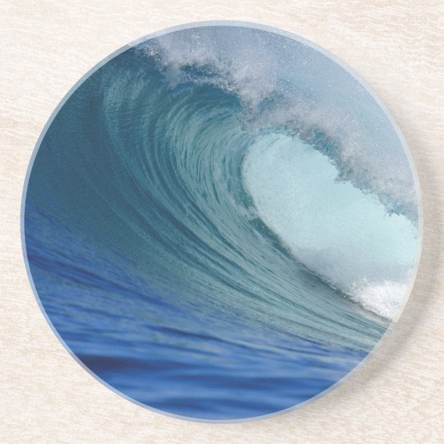 Posavasos De Arenisca Una ola de surf oceánica azul perfecta (Frente)