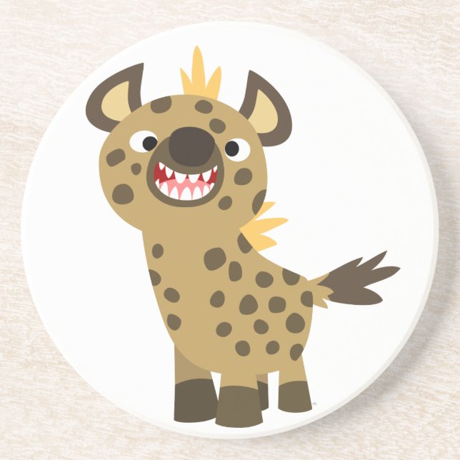 Posavasos De Arenisca Una Personalizado sonriente suave Hyena Coaster (Frente)