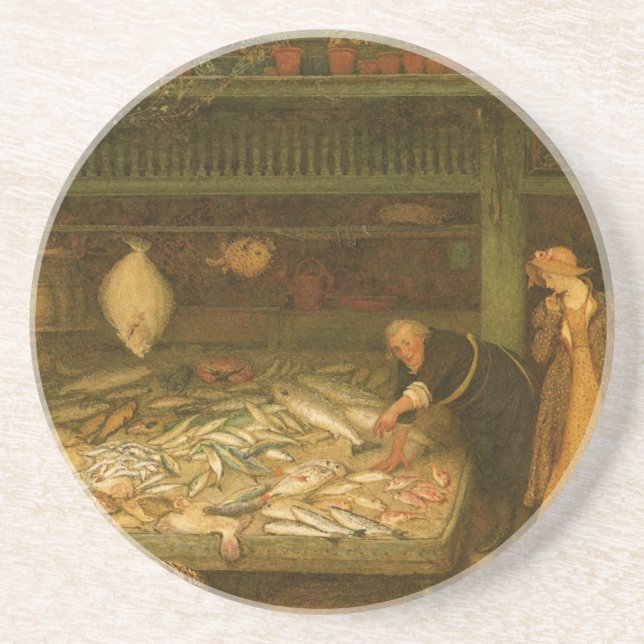 Posavasos De Arenisca Una pescadería de Frederick Walker (Frente)