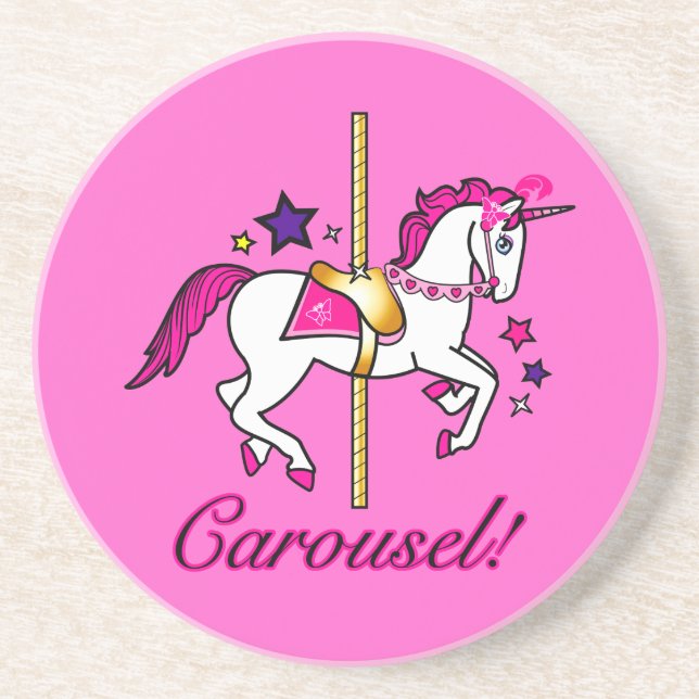 Posavasos De Arenisca Unicornio del carrusel (Frente)