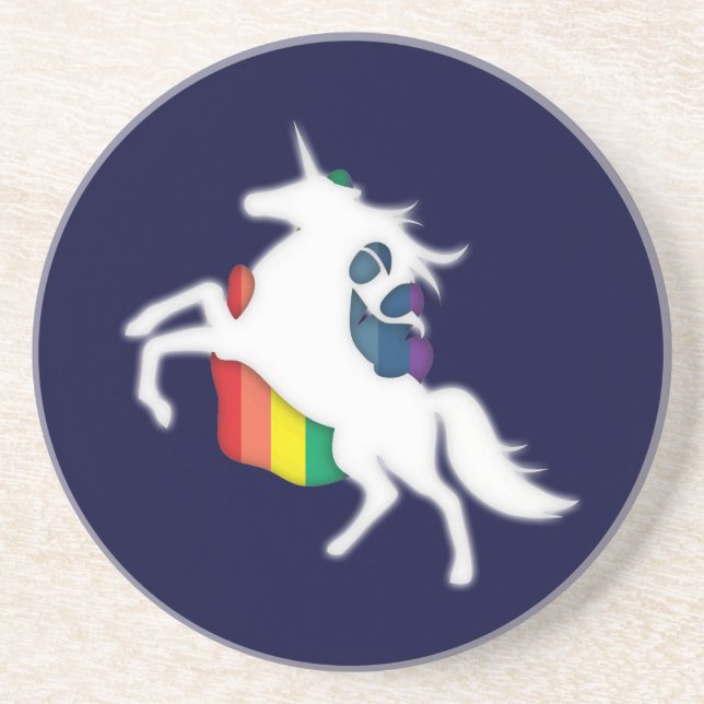 Posavasos De Arenisca Unicornio y arco iris (Frente)