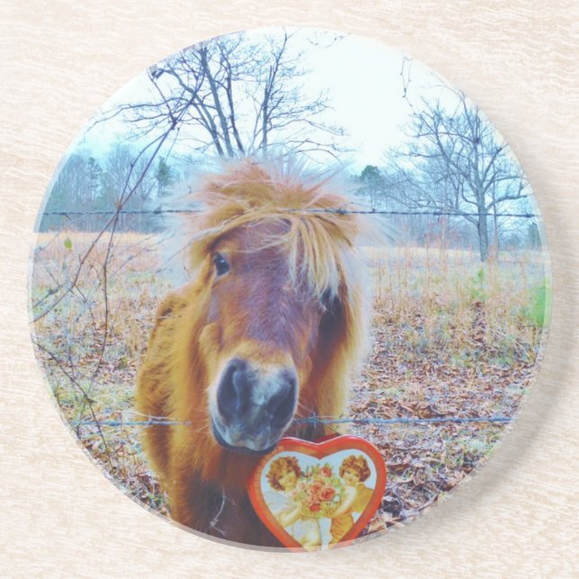 Posavasos De Arenisca Valentine Heart Horse (Frente)