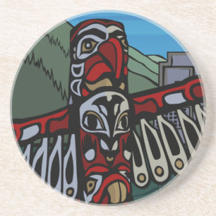 Posavasos De Arenisca Vancouver Souvenir Cocina de montaña rusa Totem Po