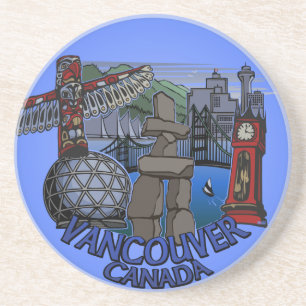 Posavasos De Arenisca Vancouver Souvenir Cocina de montaña rusa Totem Po