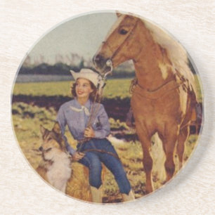 Posavasos De Arenisca Vaquera del vintage
