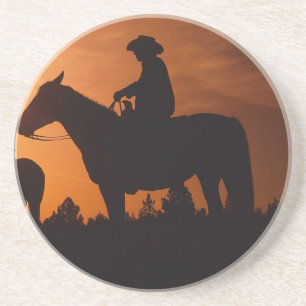Posavasos De Arenisca vaquero a caballo Sandstone Coaster