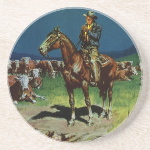 Posavasos De Arenisca Vaquero Antiguo, Ganadero de Ganado en la Granja