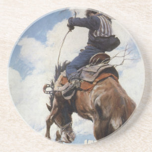 Posavasos De Arenisca Vaqueros occidentales del vintage, Bucking por NC