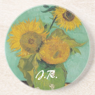 Posavasos De Arenisca Vase con tres girasoles, Vincent van Gogh