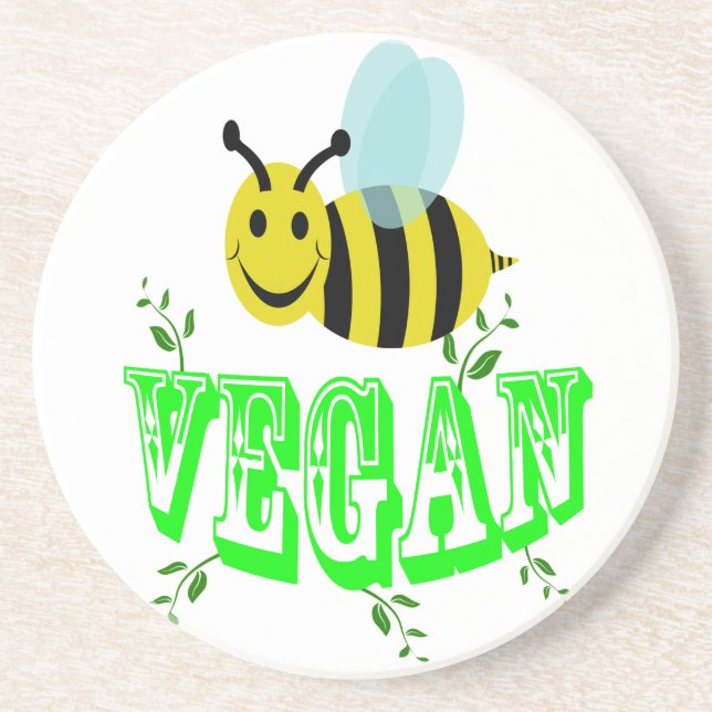 Posavasos De Arenisca vegano de la abeja (Frente)
