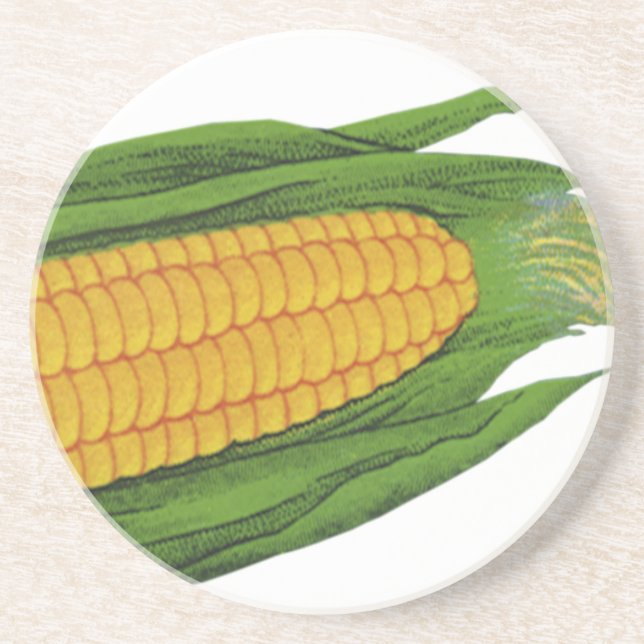 Posavasos De Arenisca Vegetales de alimentos de época; maíz amarillo en  (Frente)