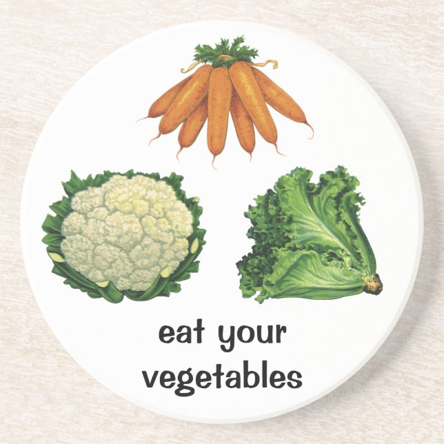 Posavasos De Arenisca Vegetales de época; zanjas, coliflor, lechuga (Frente)