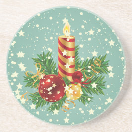 Posavasos De Arenisca Velas Y Copos De Nieve Para Los navidades