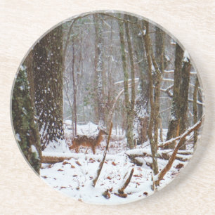Posavasos De Arenisca Venado en caída de nieve