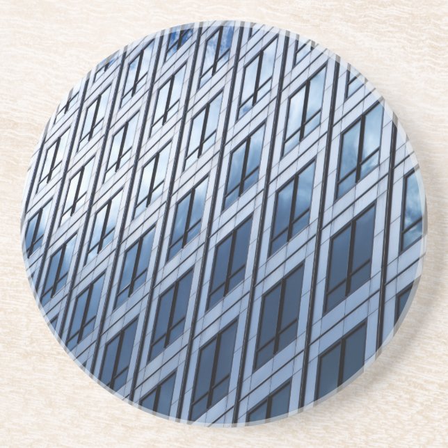 Posavasos De Arenisca Ventanas grises azules abstractas (Frente)