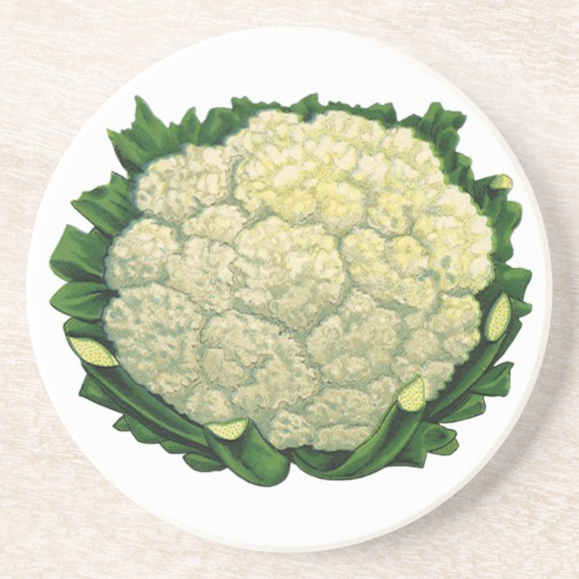 Posavasos De Arenisca Verduras de comida antigua coliflor (Frente)