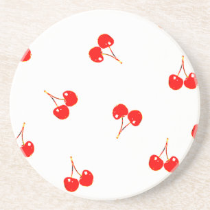 Posavasos De Arenisca Versión pop del patrón de cerezas