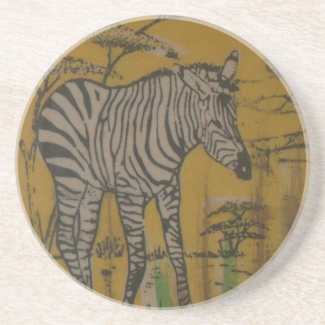 Posavasos De Arenisca Vida salvaje Kenya Safari Africano Zebra.png (Frente)