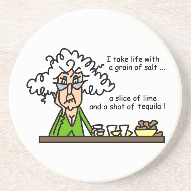 Posavasos De Arenisca Vida y humor tequila (Frente)