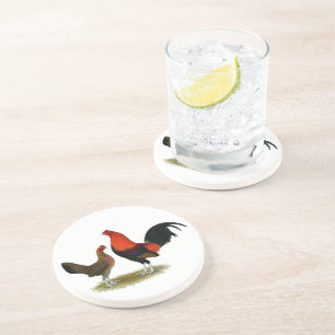 Posavasos De Arenisca Viejo juego inglés Bantams: BB Red Pair
