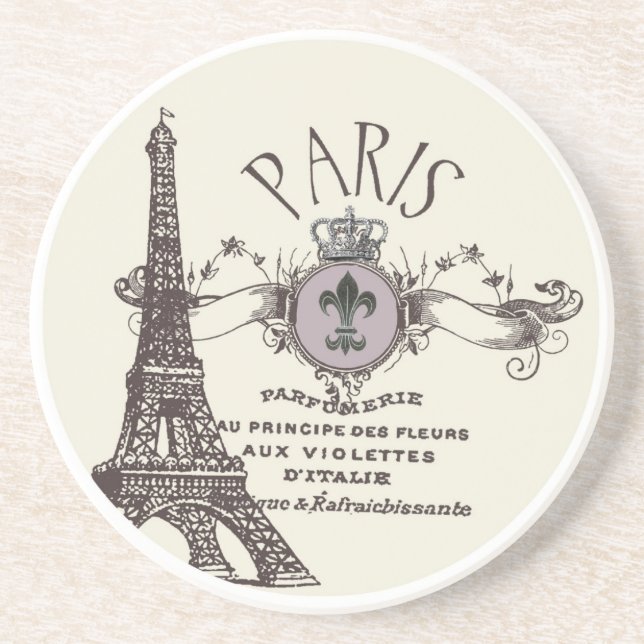 Posavasos De Arenisca Viejo París Romance... montaña rusa (Frente)