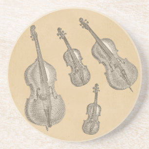 Posavasos De Arenisca Viejos dibujos lineales atados de los instrumentos