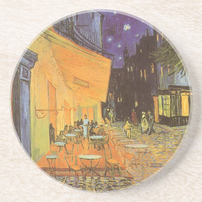 Posavasos De Arenisca Vincent van Gogh - Cafe Terrace de noche (Frente)