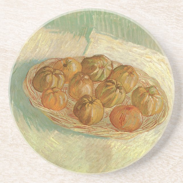 Posavasos De Arenisca Vincent van Gogh - Cesta de manzanas de vida fija (Frente)