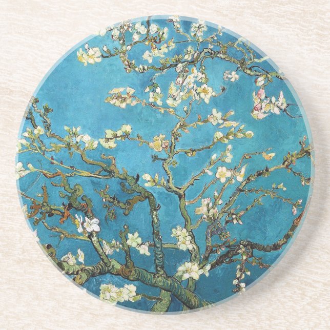 Posavasos De Arenisca Vincent van Gogh, floreciente árbol de almendros (Frente)