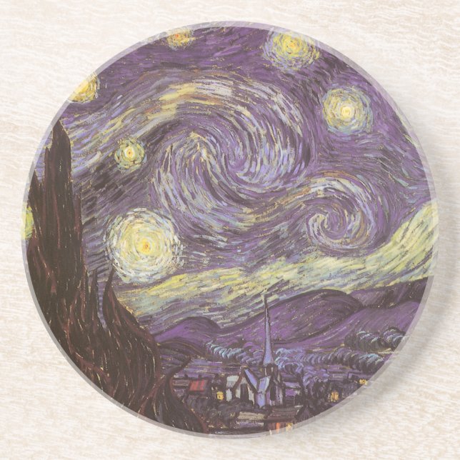 Posavasos De Arenisca Vincent van Gogh - Noche Starry (Frente)