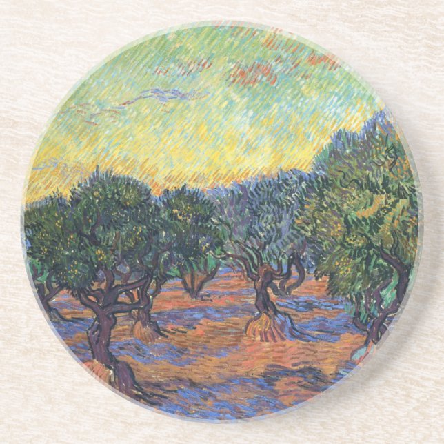 Posavasos De Arenisca Vincent Van Gogh Olive Grove Impresionsionism Art (Frente)