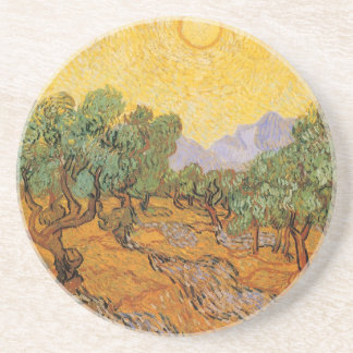 Posavasos De Arenisca Vincent van Gogh - Olivos, cielo amarillo y sol