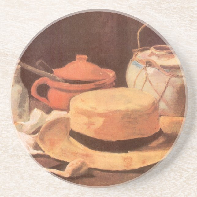 Posavasos De Arenisca Vincent van Gogh - Still Life w Yellow Straw Gorra (Frente)