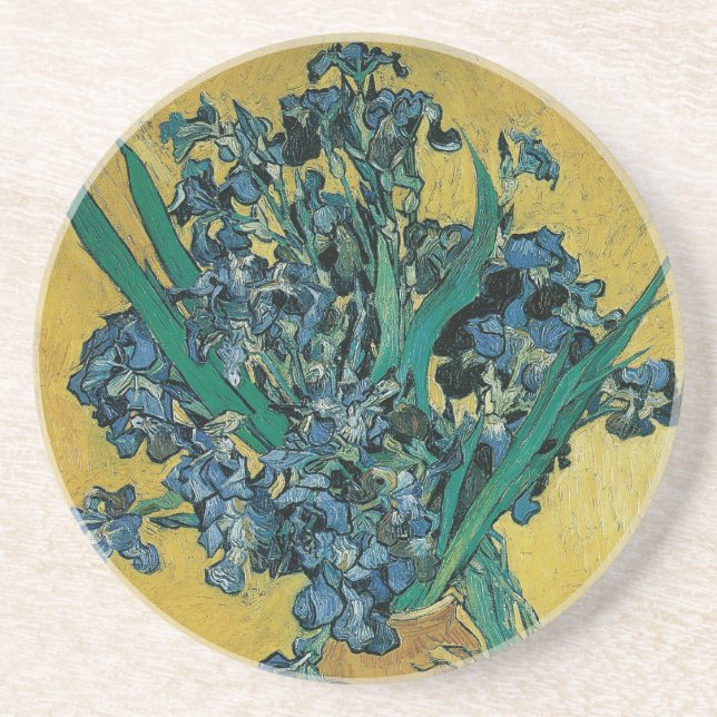 Posavasos De Arenisca Vincent van Gogh - Vase con fondo amarillo irlandé (Frente)