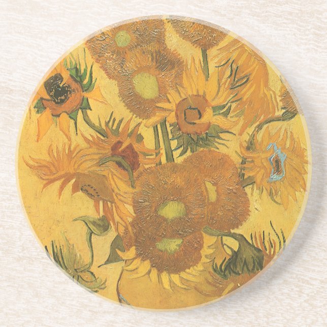 Posavasos De Arenisca Vincent van Gogh - Vase con quince girasoles (Frente)